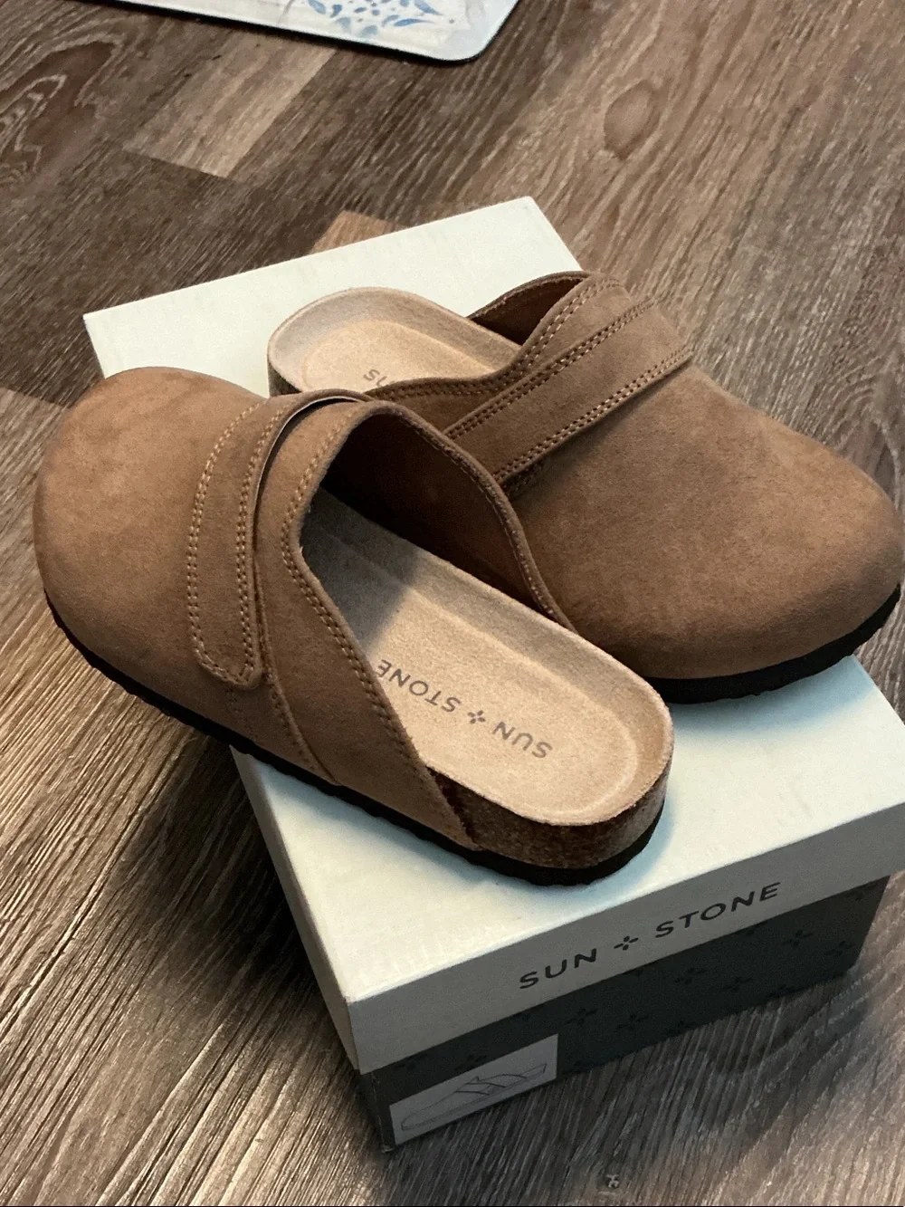 Sun + Stone Kids Suede Slip-On Clog in Tan